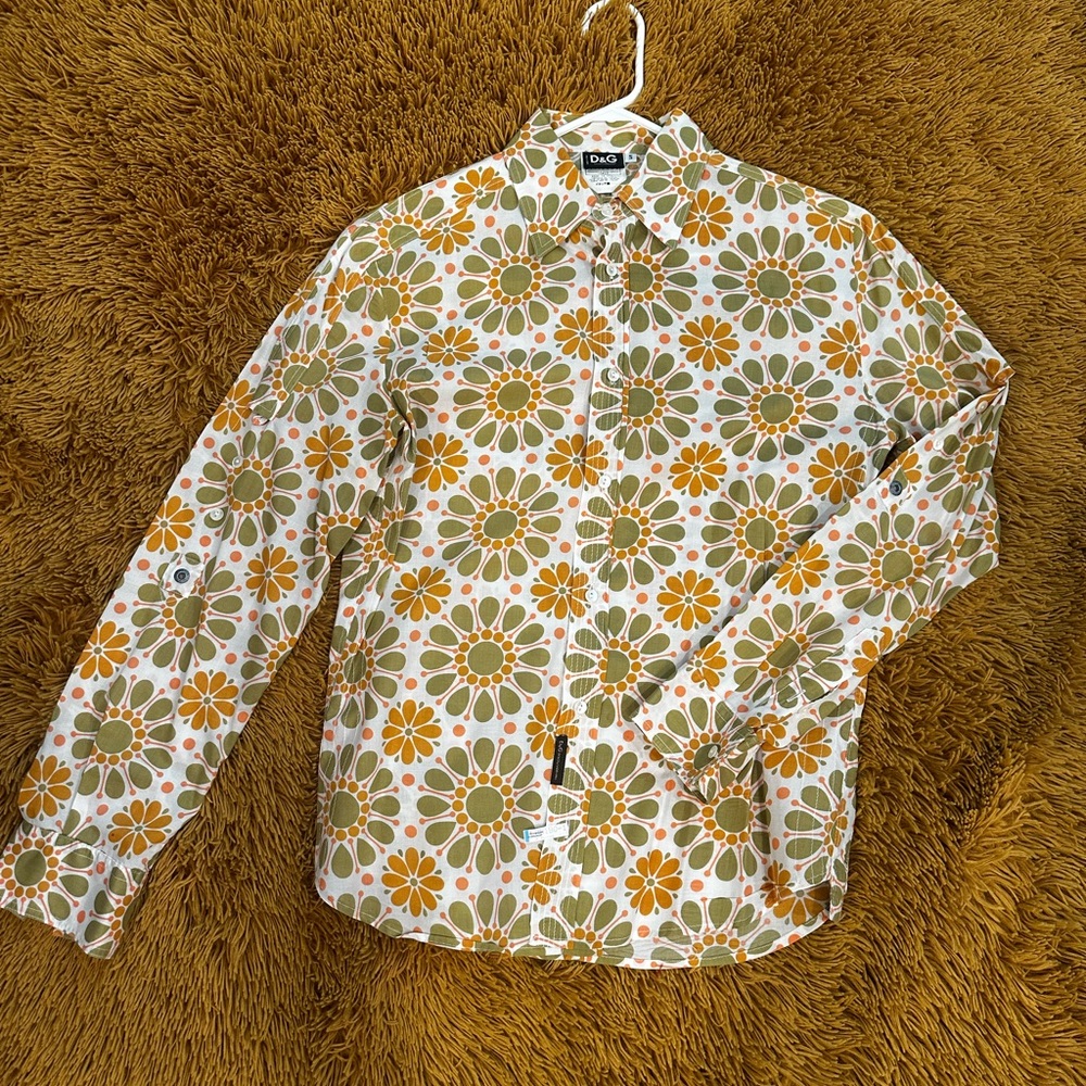 Dolce and Gabana Daisy Print Button-Up Shirt
